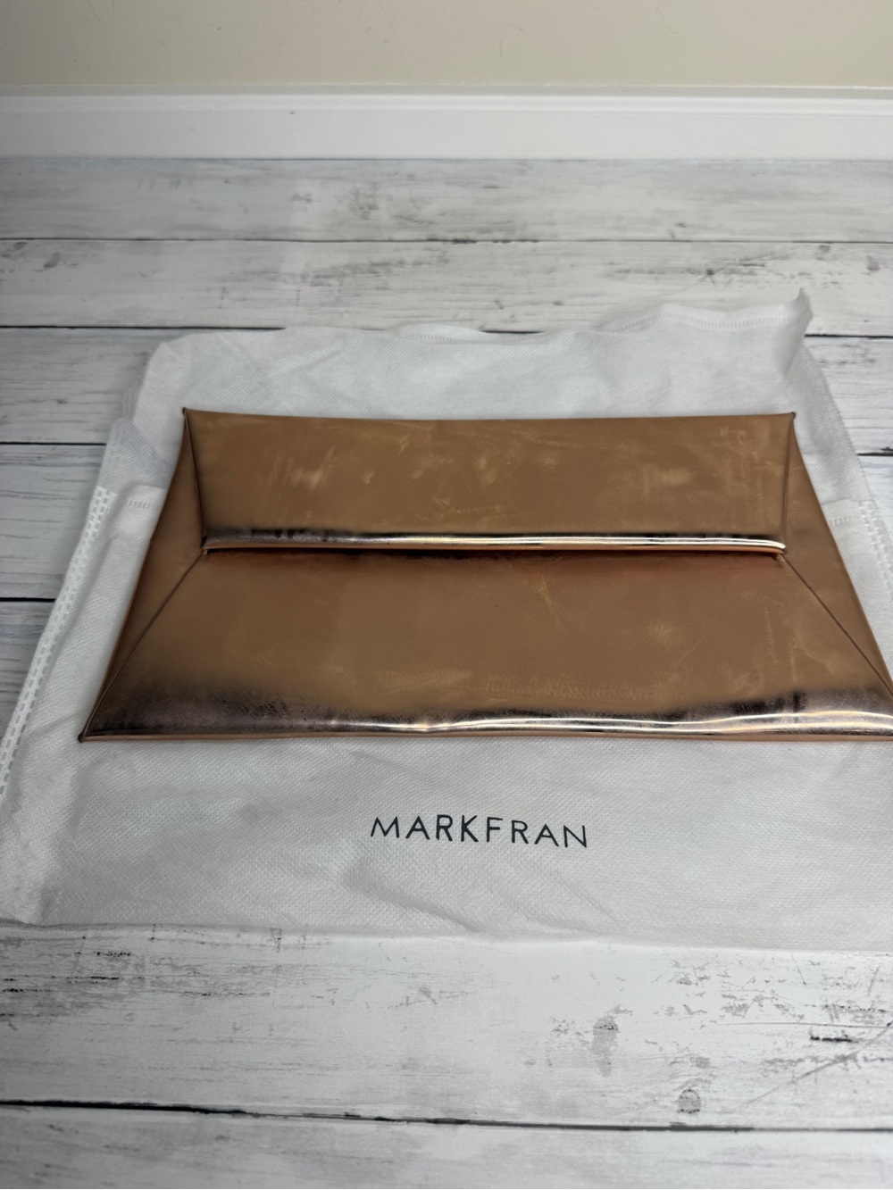 Metallic Rose Gold Envelope Clutch